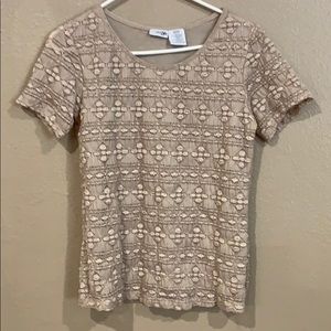 East 5th tan lace top large L